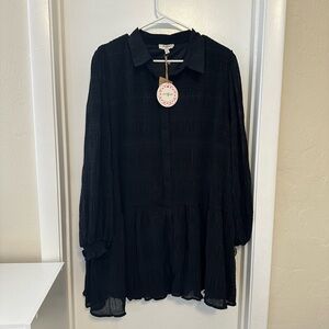 Umgee Black Textured Mini Dress